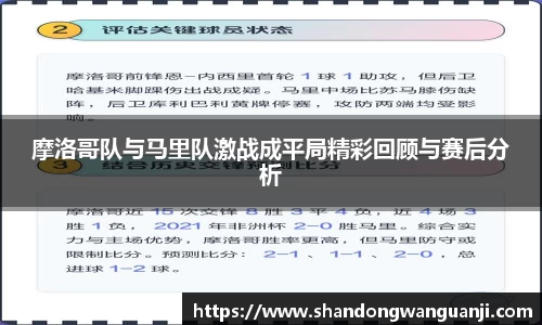 摩洛哥队与马里队激战成平局精彩回顾与赛后分析